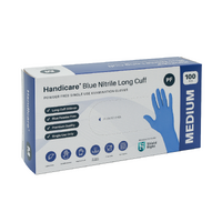 Handicare Blue Nitrile Long Cuff Powder Free