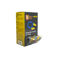 Shield Right Earplugs Corded, Box of 100 Pairs Yellow