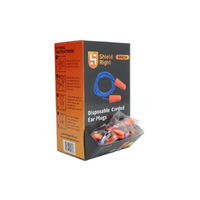 Shield Right Earplugs Corded, Box of 100 Pairs  Orange