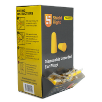 Shield Right Earplugs Uncorded Box of 200