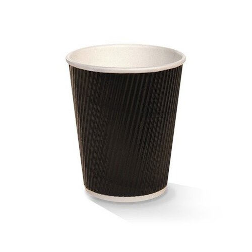 Ripple Wall Coffee Cups Black 360ml (12oz) Box Of 500