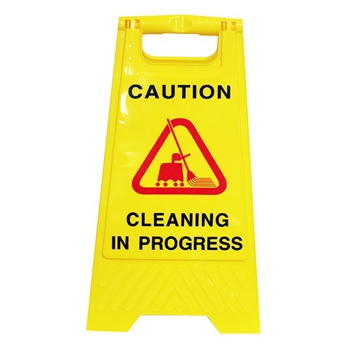 SAFETY SIGN 32X31X65CM CLEANING IN PROGRESS YELLOW