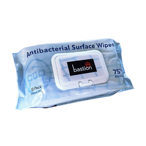 Bastion Pacific Antibacterial Surface Wipes - 80 Sheets (20cm x 15cm)