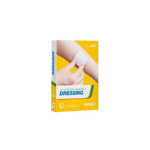 D3, Non-Adherent Dressing, 5 x 5cm, 6pk