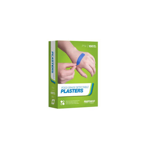 Fastaid Food Grade Plasters, Metal and Visual Detectable, 100pk P14