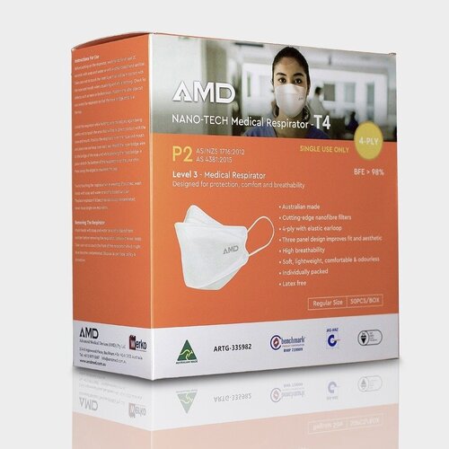 AMD Premium Nano-Tech Level 3 - Medical T4 Respirator Mask 50 Pack - Earloop - Carton of 20