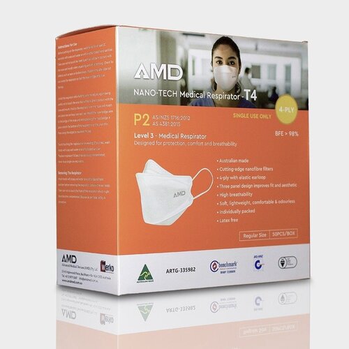 AMD Premium Nano-Tech Level 3 - Medical T4 Respirator Mask 50 Pack - Earloop