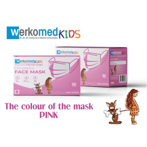 Werkomed Kids Pink Face Masks Level 2 50 Pack