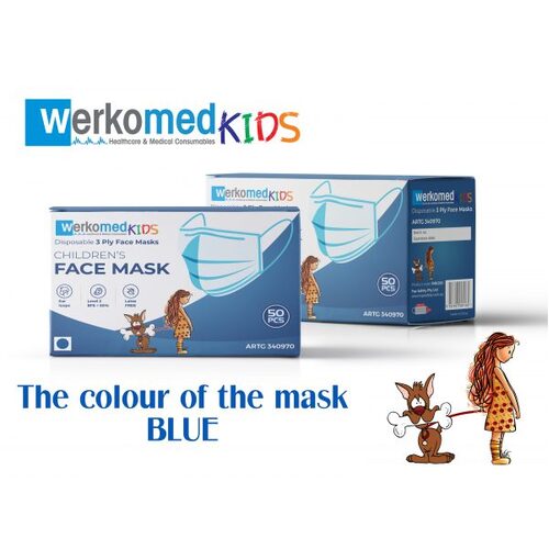 Werkomed Kids Blue Face Masks Level 2 50 Pack