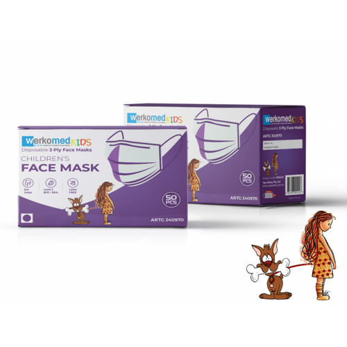 Werkomed Kids Purple Face Masks Level 2 50 Pack