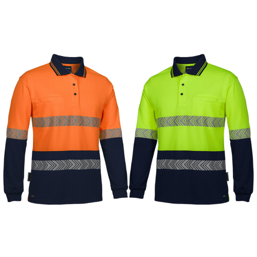 JBs Wear Hi Vis Long Sleeve Segmented Tape Polo 6HLST