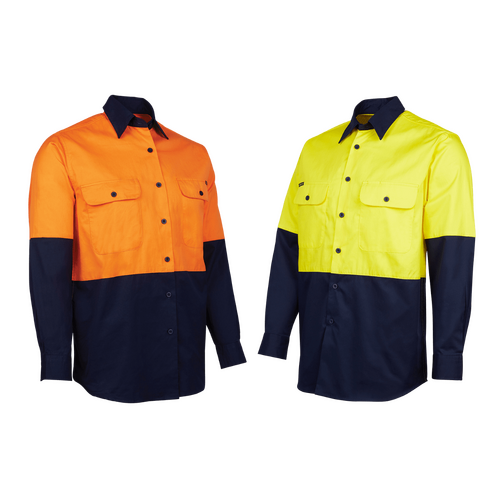 JBs Wear Hi Vis Long Sleeve Stretch Work Shirt  6HSWL