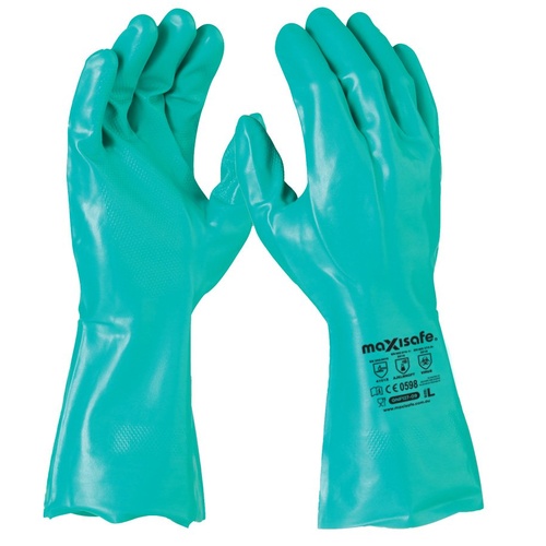 Maxisafe Green Nitrile Chemical Glove - 33cm