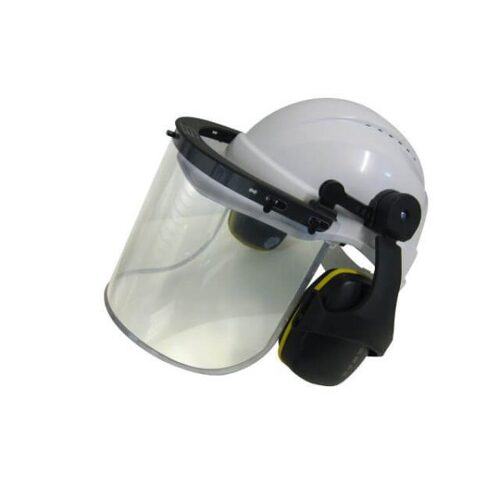 Hard Hat With Clear Visor Earmuff Assembly