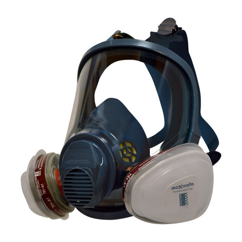 Maxiguard Full Face Silicone Respirator with Twin A1P2 Filter 