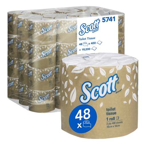 SCOTT® Toilet Tissue, 2 Ply, 48 Rolls / Case, 400 Sheets / Roll