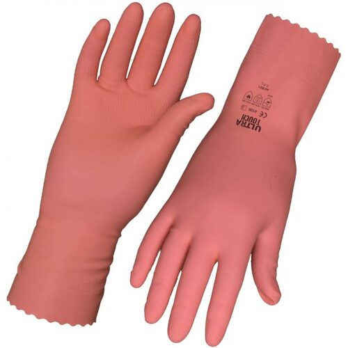 Ultra Touch Silverlined Pink Rubber Gloves