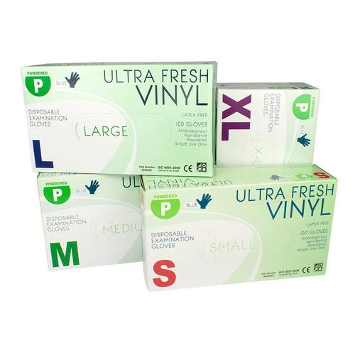 Ultra Fresh Clear Disposable Vinyl Powder Free Gloves - Carton of 50