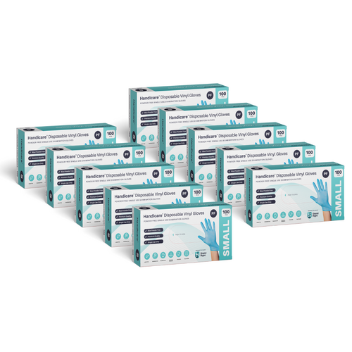 Handicare Blue Vinyl Disposable Powder Free Glove 100 Pack - Carton of 10