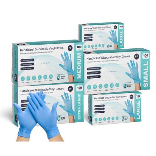 Handicare Blue Vinyl Disposable Powder Free Glove 100 Pack - Large