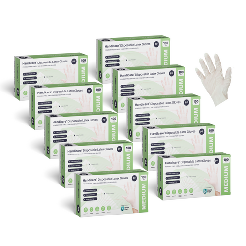 Handicare Latex Gloves Disposable Powder Free - Carton of 10