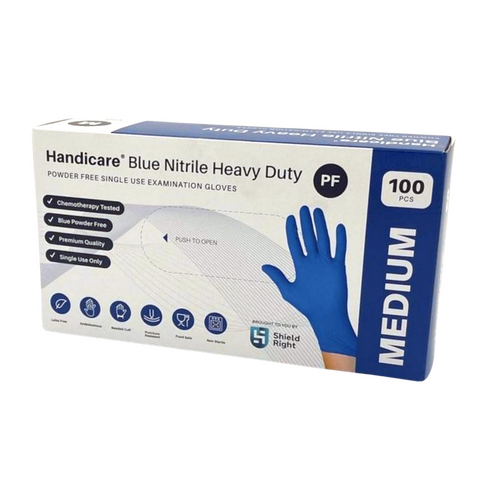 HandiCare Blue Nitrile HD Exam Gloves - Carton of 10