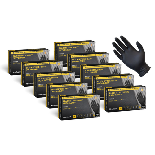 Shield Right Black Nitrile XtraGuard Disposable Gloves Heavy Duty - Carton of 10