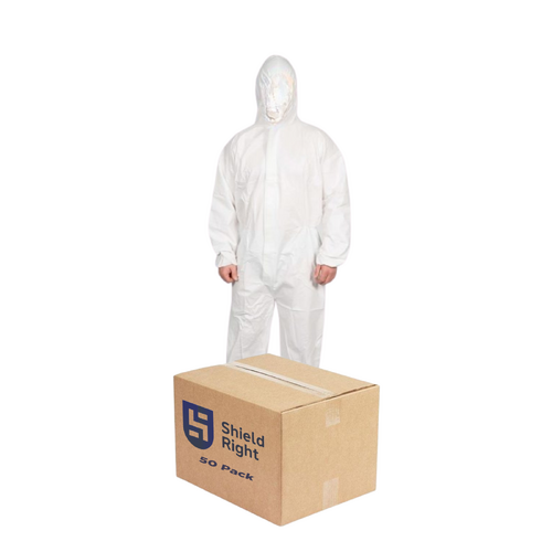 Shield Right Advanced Micro-Porous Disposable Coveralls Type 5-6 - Carton of 50