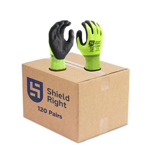 Shield Right HiVis Cut 5 Resistant Gloves - Carton of 120