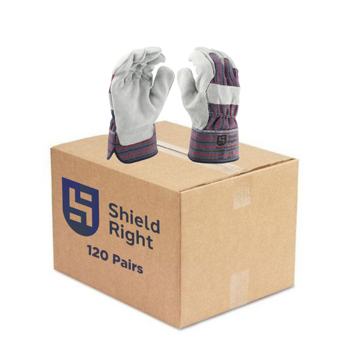 Shield Right Candy Stripe Split Leather Gloves - Carton of 120