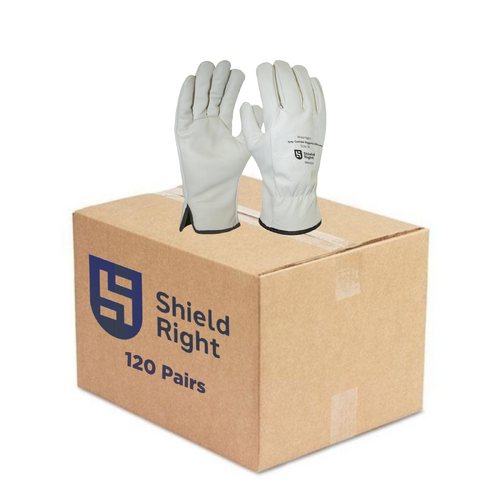 Shield Right Grey Cowhide Riggers Gloves - Carton of 120