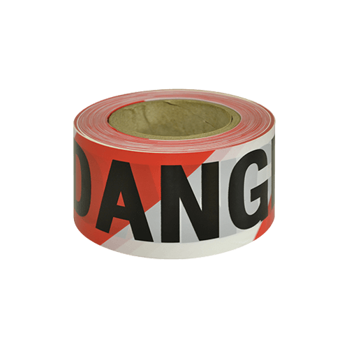 Barricade Tape, Danger - Black on Red/White 75mm x 100 Metres - Carton of 24