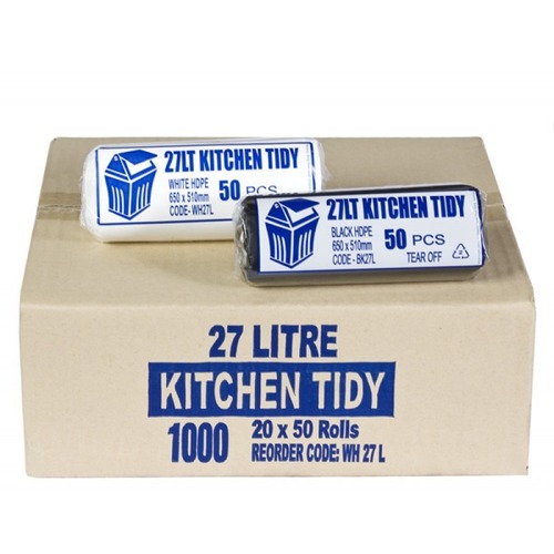 Shield Right Kitchen Tidy 27L, White (Carton of 1000)