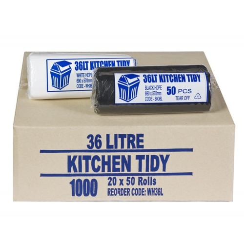  Shield Right Kitchen Tidy 36L, White (Carton of 1000)