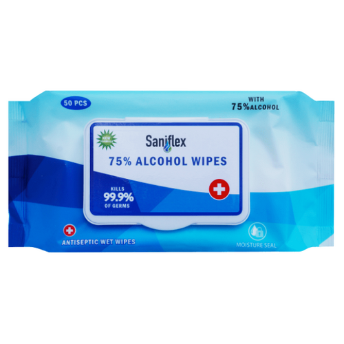 Saniflex 75% Alcohol Sanitary Wipes 50 pack