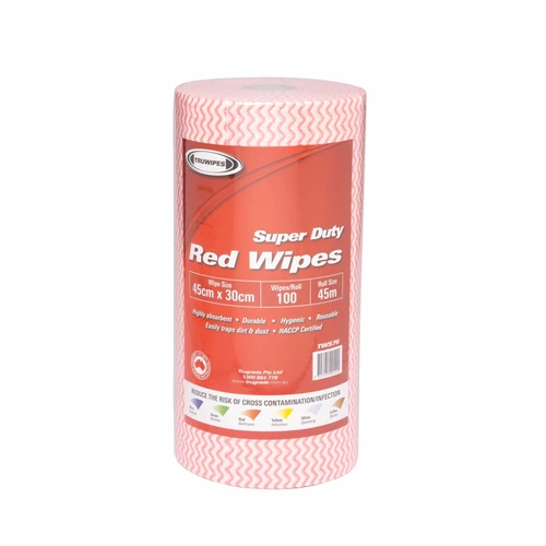 TRUWIPES Super Duty Red Multipurpose Wipes Roll - 100 Large 30x45cm Sheets