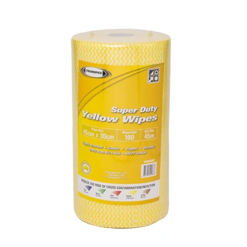 TRUWIPES Super Duty Yellow Multipurpose Wipes Roll - 100 Large 30x45cm Sheets